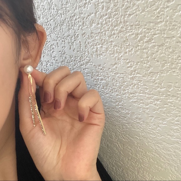 💕Last one Faux Pearl Wire Threader Thread Earrings - Picture 8 of 9